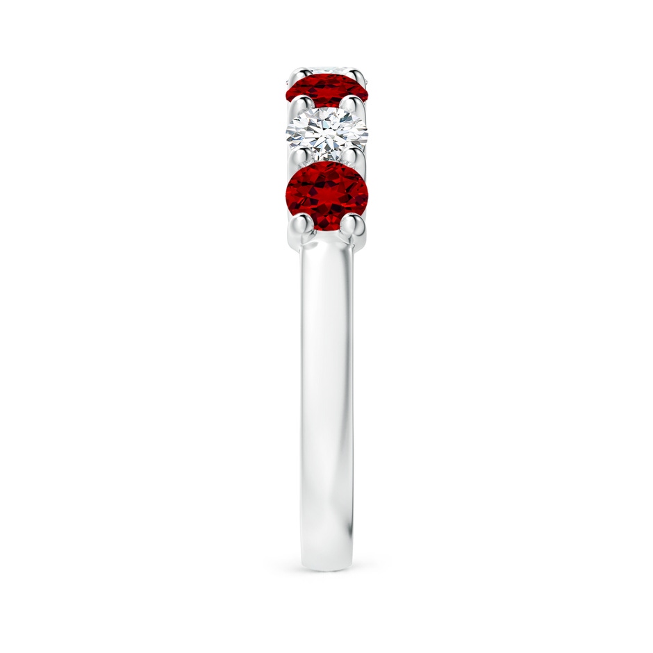 3.5mm Labgrown Lab-Grown Half Eternity Seven Stone Ruby and Lab Diamond Wedding Ring in P950 Platinum side 299
