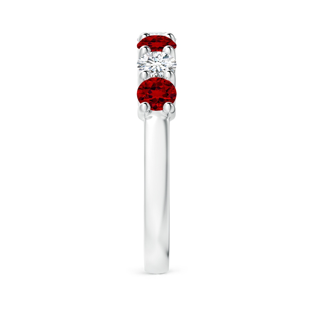 3.5mm Labgrown Lab-Grown Half Eternity Seven Stone Ruby and Lab Diamond Wedding Ring in White Gold Side 299