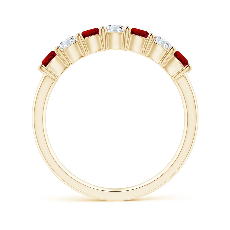 3mm Labgrown Lab-Grown Half Eternity Seven Stone Ruby and Lab Diamond Wedding Ring in 18K Yellow Gold side 199