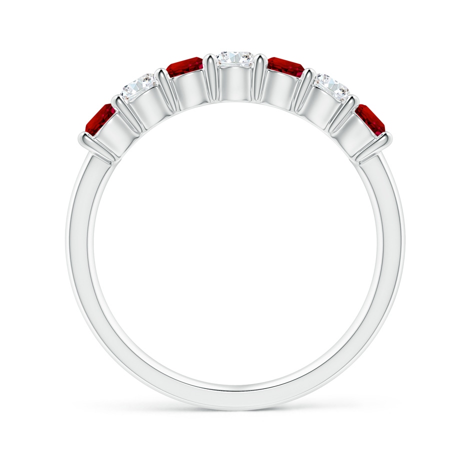 3mm Labgrown Lab-Grown Half Eternity Seven Stone Ruby and Lab Diamond Wedding Ring in P950 Platinum side 199