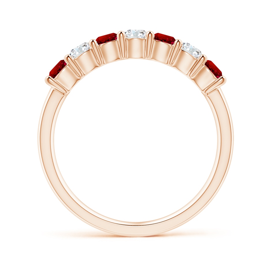 3mm Labgrown Lab-Grown Half Eternity Seven Stone Ruby and Lab Diamond Wedding Ring in Rose Gold side 199