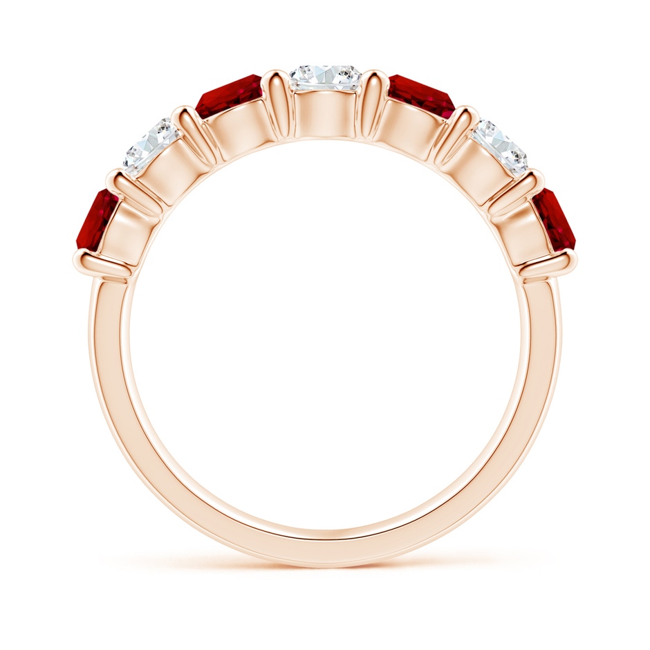 4mm Labgrown Lab-Grown Half Eternity Seven Stone Ruby and Lab Diamond Wedding Ring in 18K Rose Gold side 199