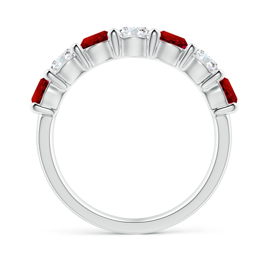 4mm Labgrown Lab-Grown Half Eternity Seven Stone Ruby and Lab Diamond Wedding Ring in 18K White Gold side 199