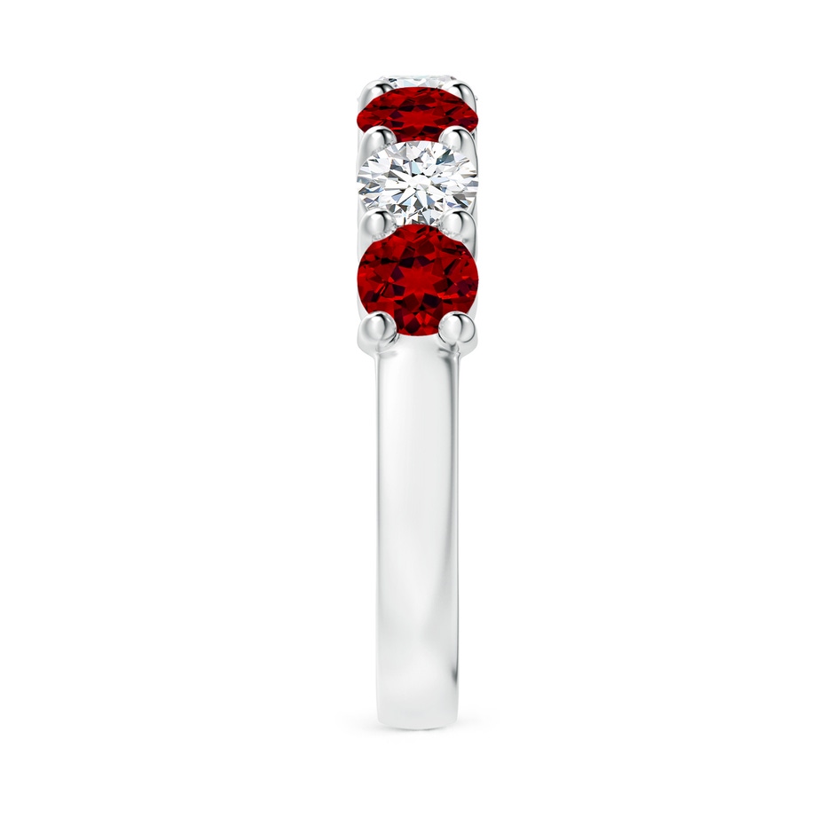 4mm Labgrown Lab-Grown Half Eternity Seven Stone Ruby and Lab Diamond Wedding Ring in P950 Platinum side 299