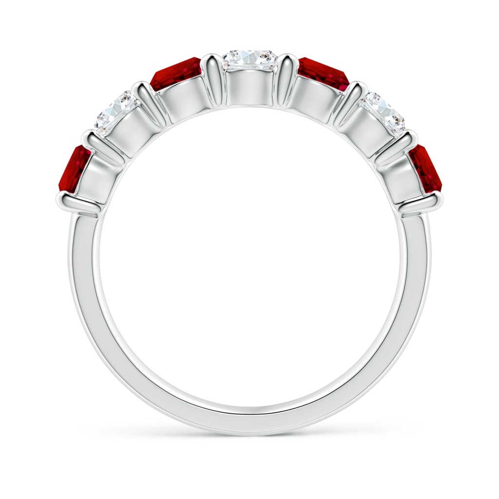 4mm Labgrown Lab-Grown Half Eternity Seven Stone Ruby and Lab Diamond Wedding Ring in White Gold - side 199