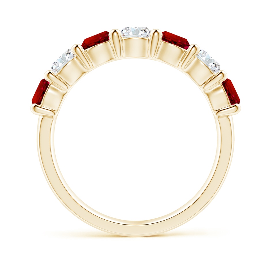 4mm Labgrown Lab-Grown Half Eternity Seven Stone Ruby and Lab Diamond Wedding Ring in Yellow Gold side 199