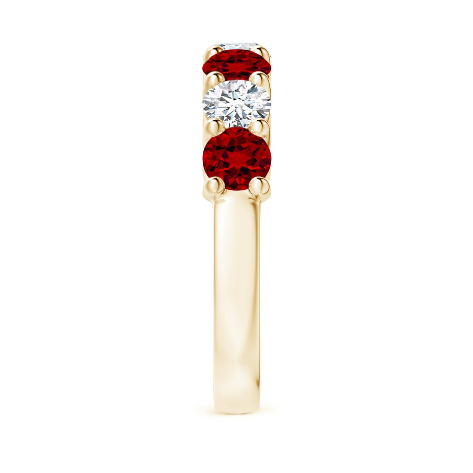 4mm Labgrown Lab-Grown Half Eternity Seven Stone Ruby and Lab Diamond Wedding Ring in Yellow Gold side 299