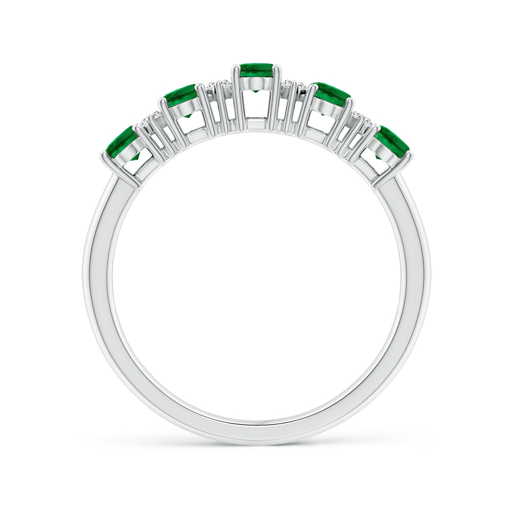 5x3mm Labgrown Lab-Grown Five Stone Emerald and Diamond Wedding Ring in White Gold Side 199