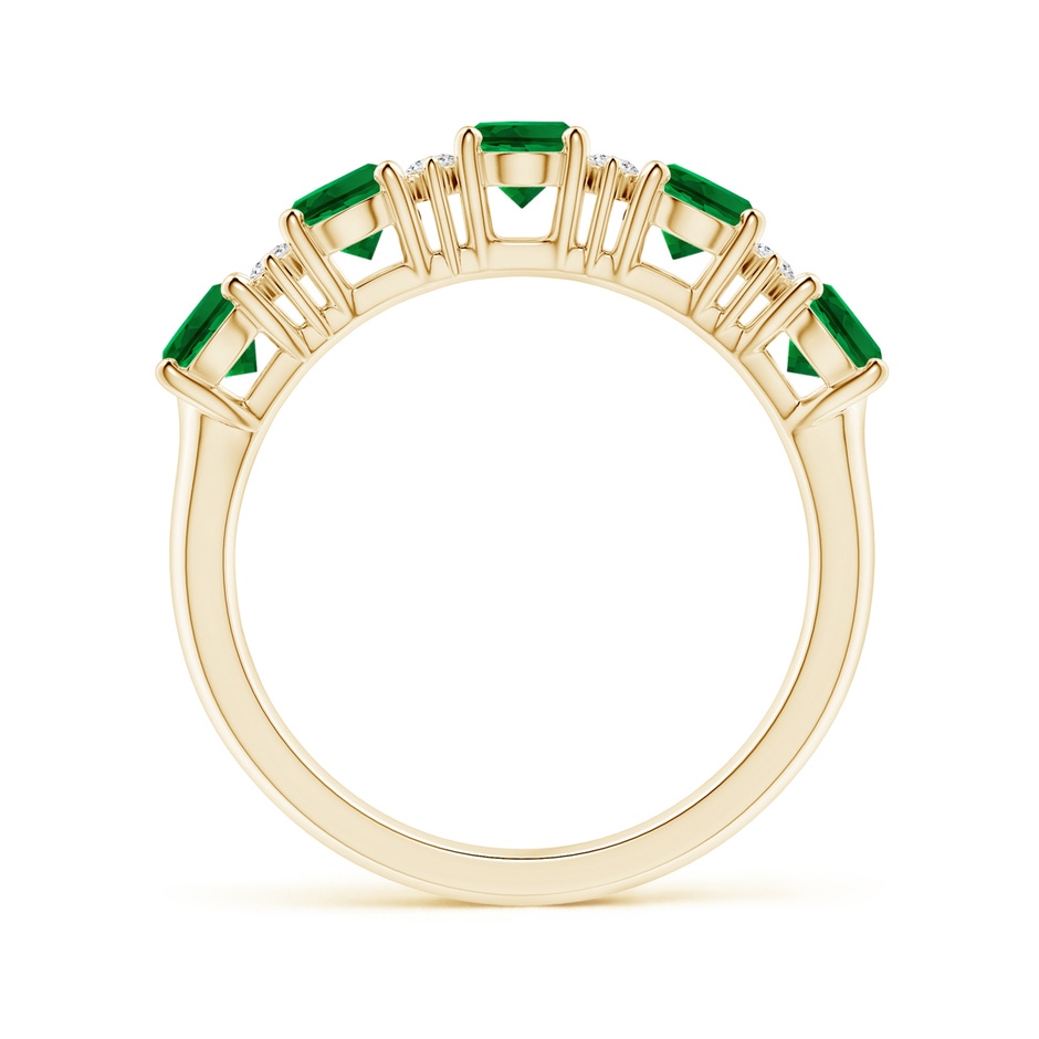 5x4mm Labgrown Lab-Grown Five Stone Emerald and Diamond Wedding Ring in Yellow Gold side 199