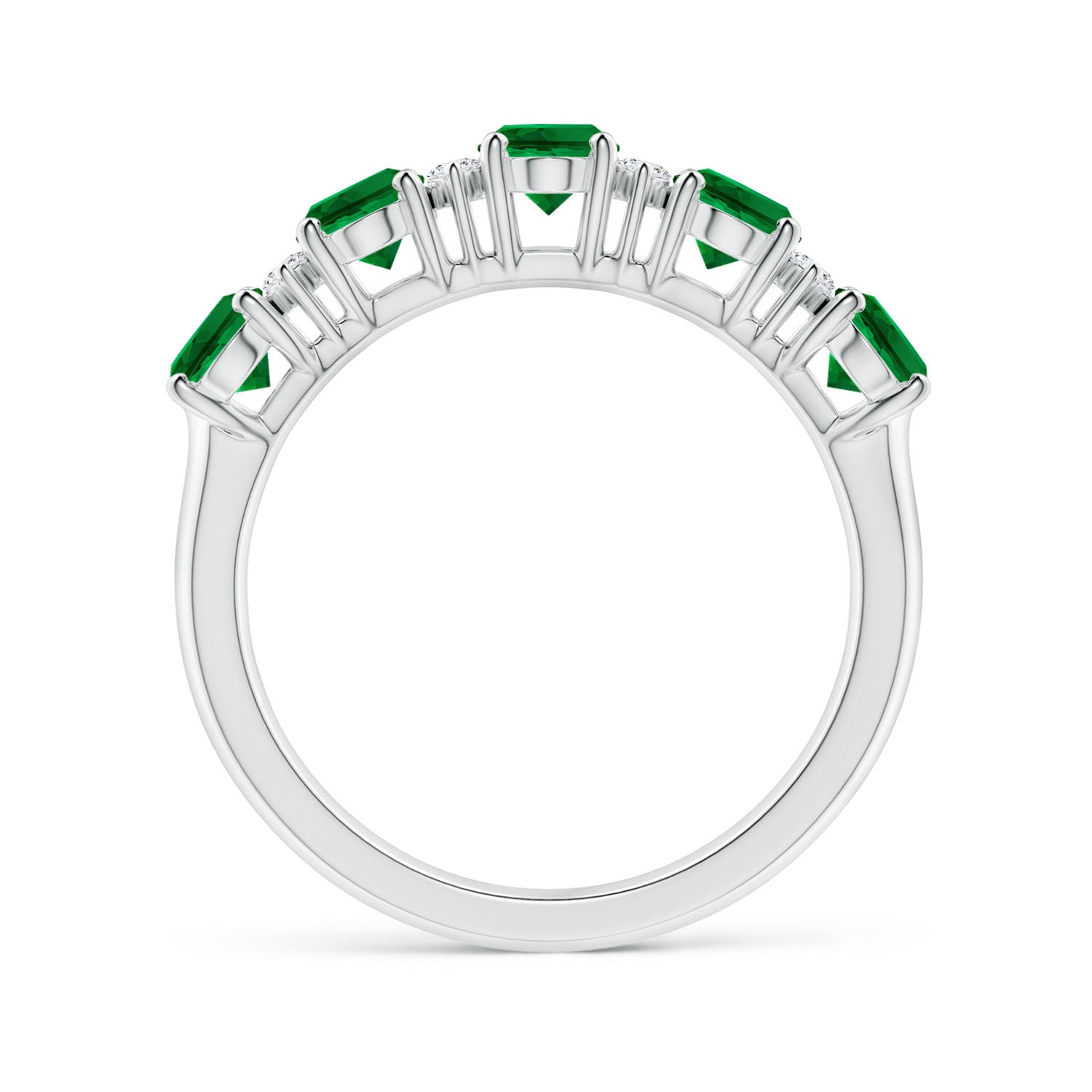 6x4mm Labgrown Lab-Grown Five Stone Emerald and Diamond Wedding Ring in White Gold - side 3