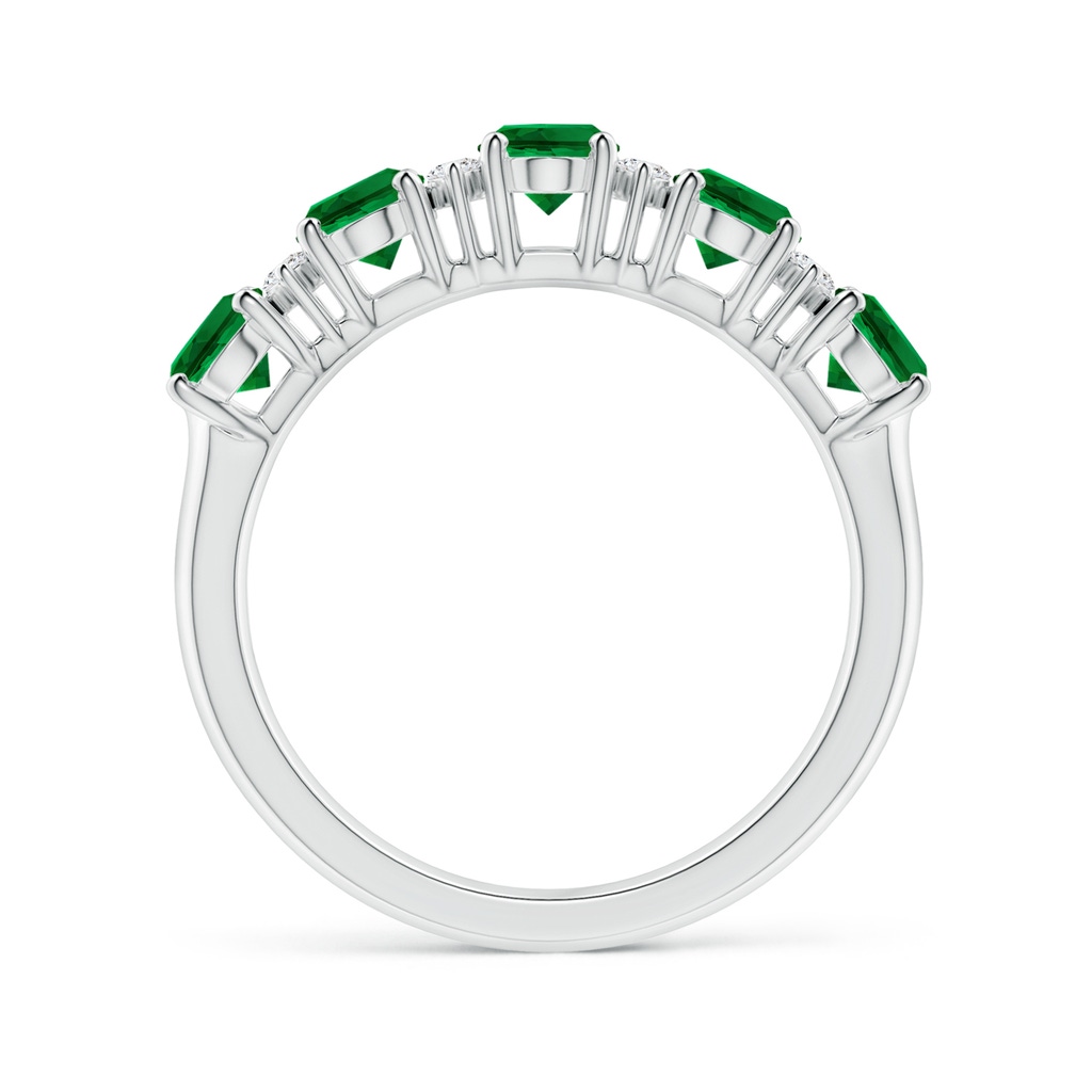 6x4mm Labgrown Lab-Grown Five Stone Emerald and Diamond Wedding Ring in White Gold - side 199