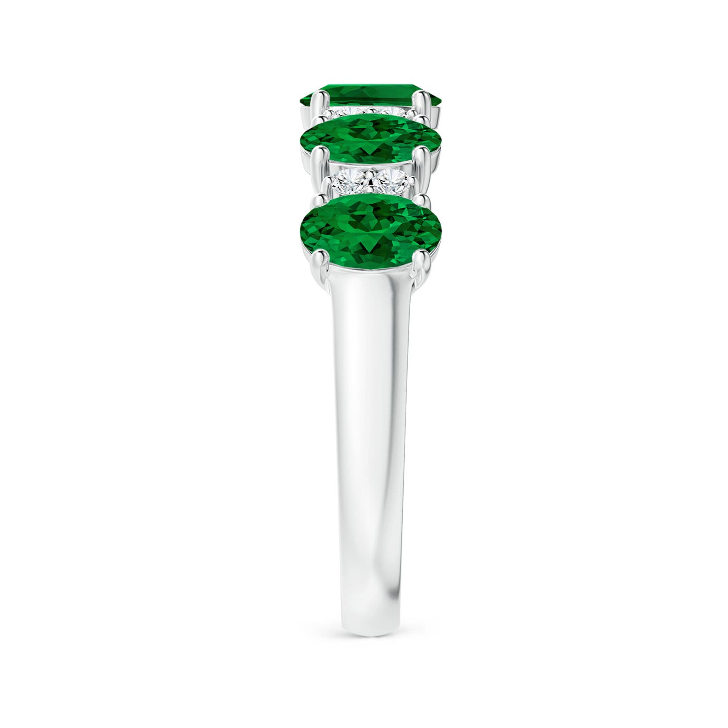 6x4mm Labgrown Lab-Grown Five Stone Emerald and Diamond Wedding Ring in White Gold - side 4