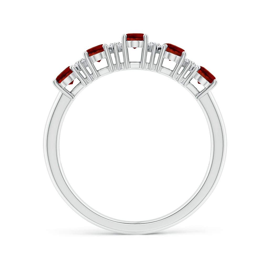 5x3mm Labgrown Lab-Grown Five Stone Ruby and Diamond Wedding Ring in White Gold Side 199
