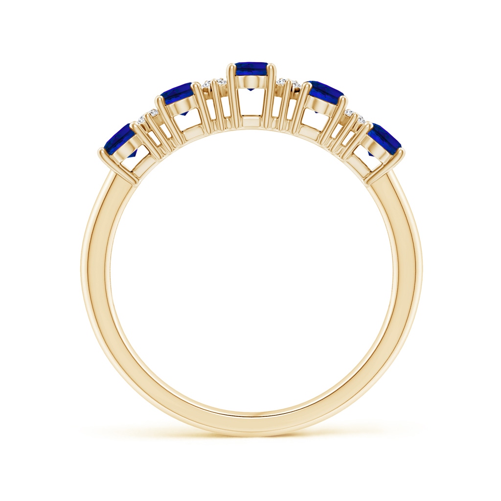 5x3mm Labgrown Lab-Grown Five Stone Blue Sapphire and Diamond Wedding Ring in Yellow Gold Side 199