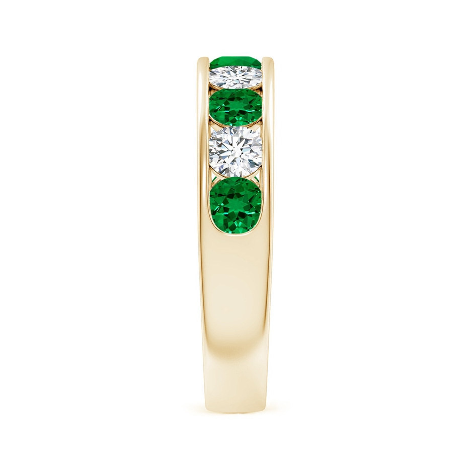 3.5mm Labgrown Lab-Grown Channel Set Emerald and Diamond Semi Eternity Ring in Yellow Gold Side 299