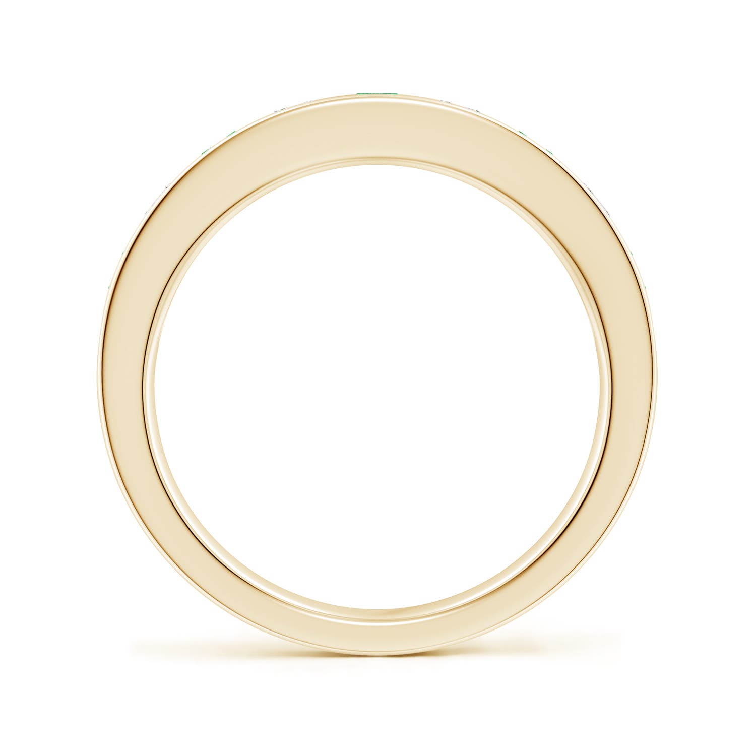 3mm Labgrown Lab-Grown Channel Set Emerald and Diamond Semi Eternity Ring in 18K Yellow Gold