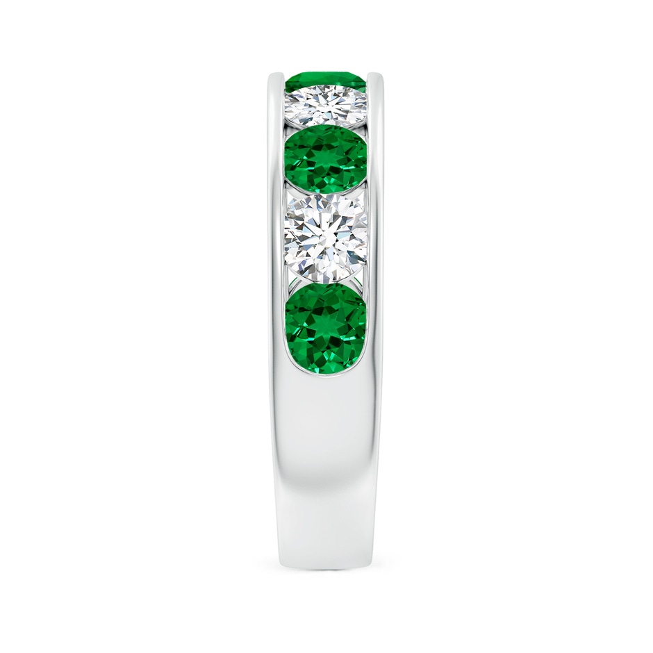 4mm Labgrown Lab-Grown Channel Set Emerald and Diamond Semi Eternity Ring in P950 Platinum side 299
