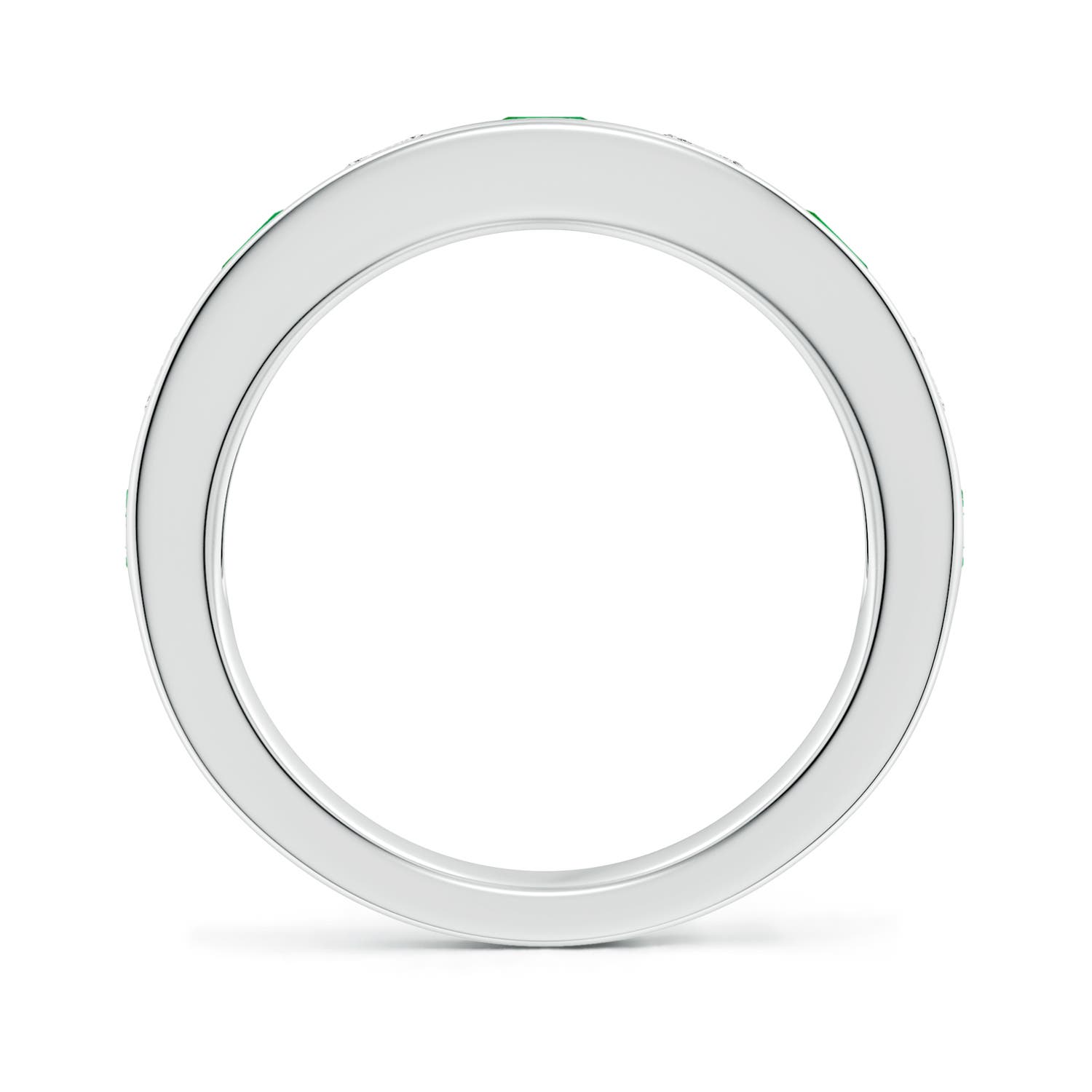 4mm Labgrown Lab-Grown Channel Set Emerald and Diamond Semi Eternity Ring in White Gold