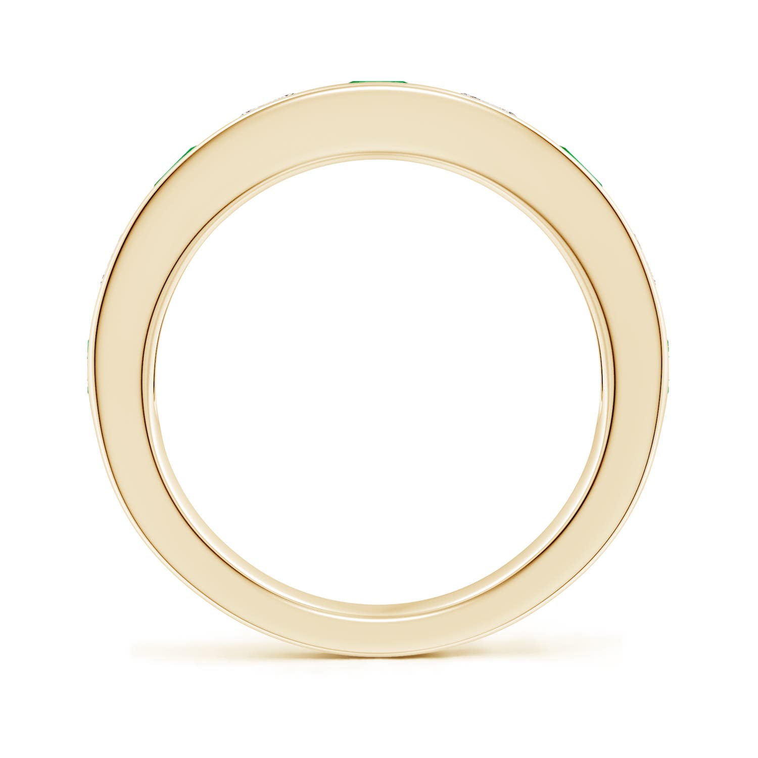 4mm Labgrown Lab-Grown Channel Set Emerald and Diamond Semi Eternity Ring in Yellow Gold - side 3