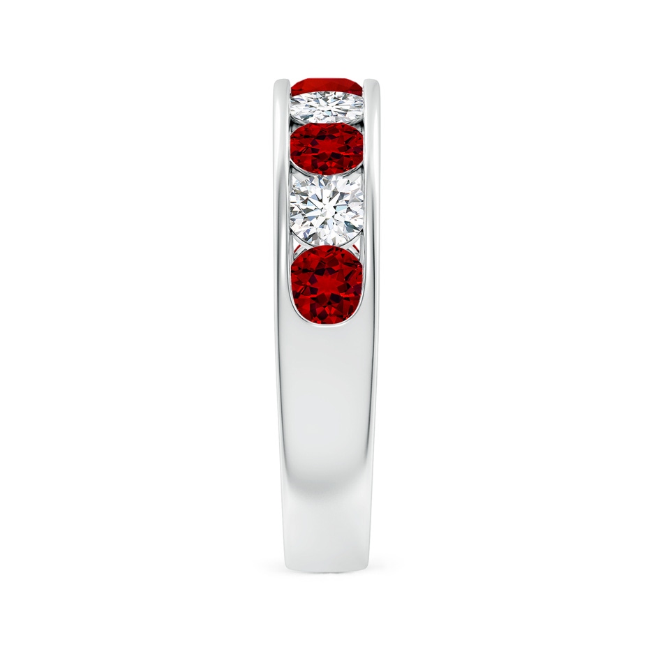 3.5mm Labgrown Lab-Grown Channel Set Ruby and Diamond Semi Eternity Ring in P950 Platinum side 299