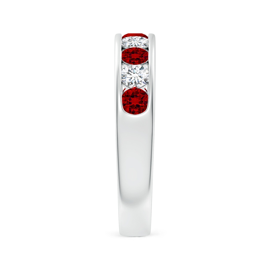 3mm Labgrown Lab-Grown Channel Set Ruby and Diamond Semi Eternity Ring in P950 Platinum side 299