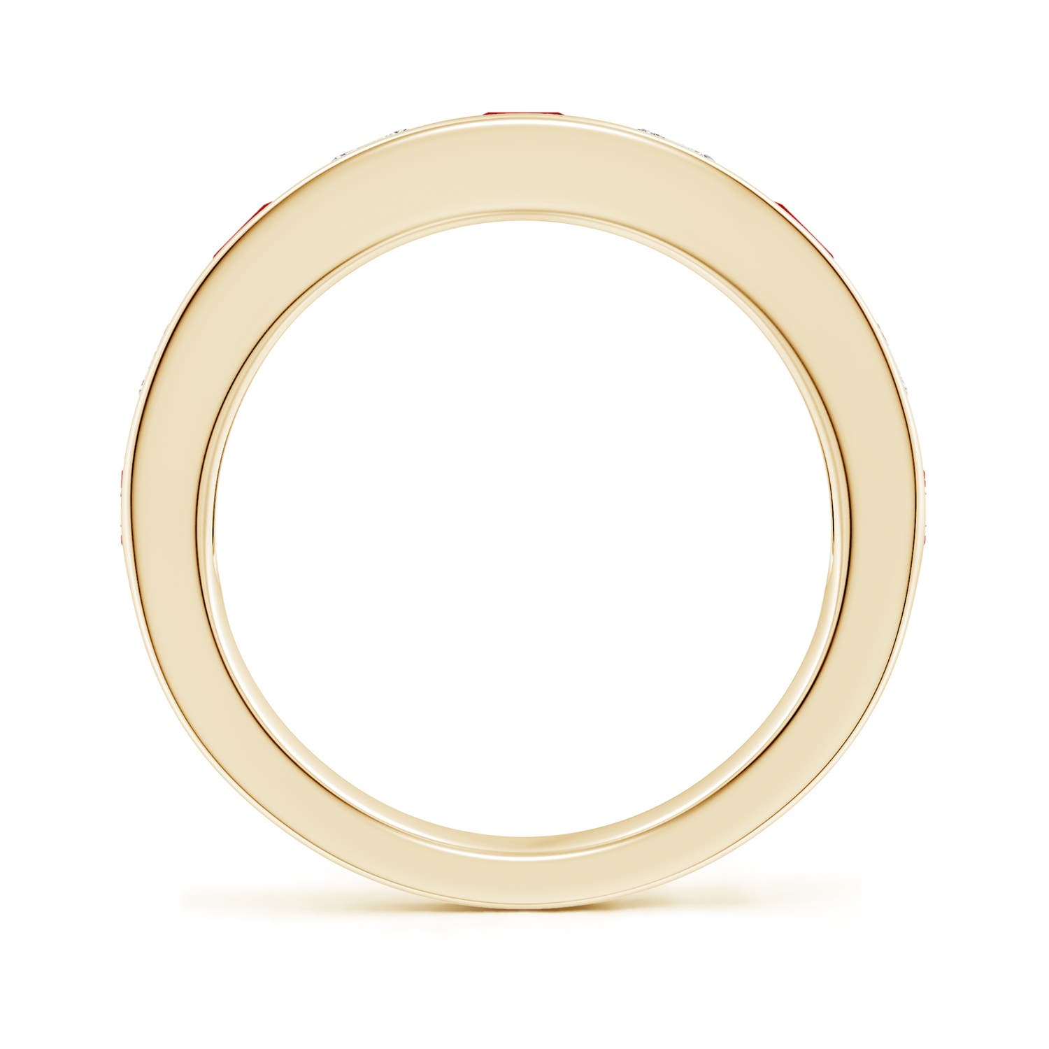 4mm Labgrown Lab-Grown Channel Set Ruby and Diamond Semi Eternity Ring in Yellow Gold - side 3