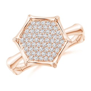 1mm IJI1I2 Natori x Angara Hexagonal Indochine Bamboo Pave Set Diamond Ring in Rose Gold