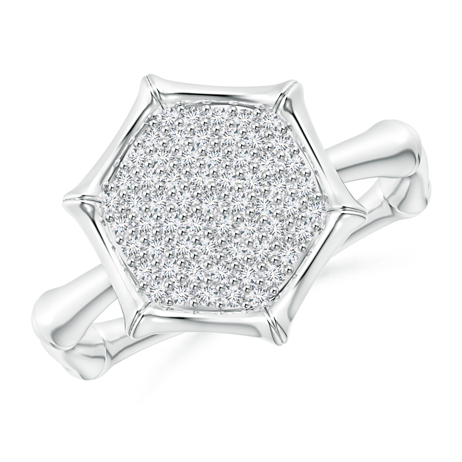 1mm IJI1I2 Natori x Angara Hexagonal Indochine Bamboo Pave Set Diamond Ring in White Gold 