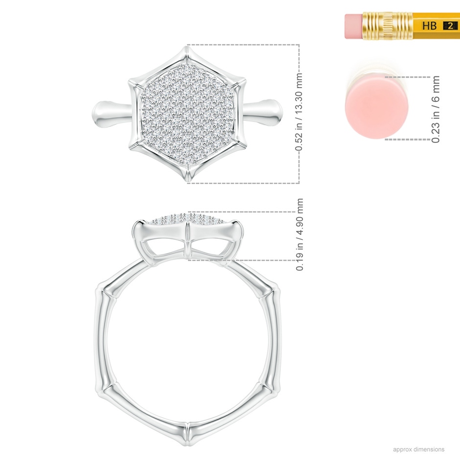 1mm IJI1I2 Natori x Angara Hexagonal Indochine Bamboo Pave Set Diamond Ring in White Gold ruler