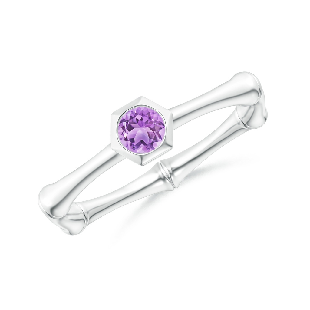 3mm AAA Natori x Angara Amethyst Indochine Bamboo Ring in S999 Silver