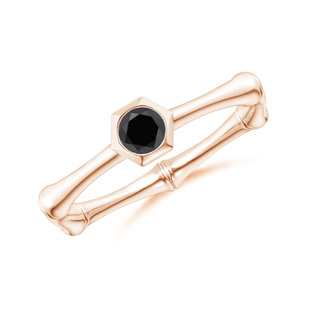 3mm AA Natori x Angara Black Diamond Indochine Bamboo Ring in Rose Gold