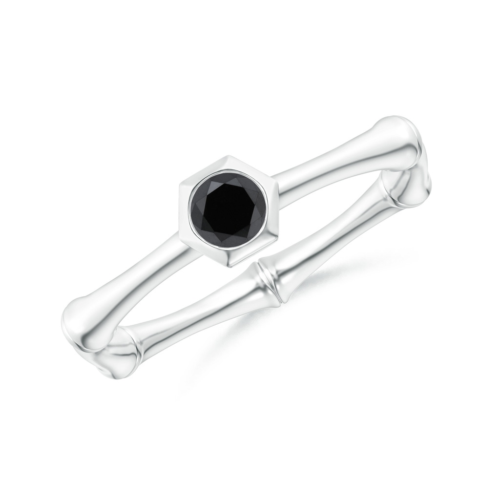 3mm AA Natori x Angara Black Diamond Indochine Bamboo Ring in S999 Silver