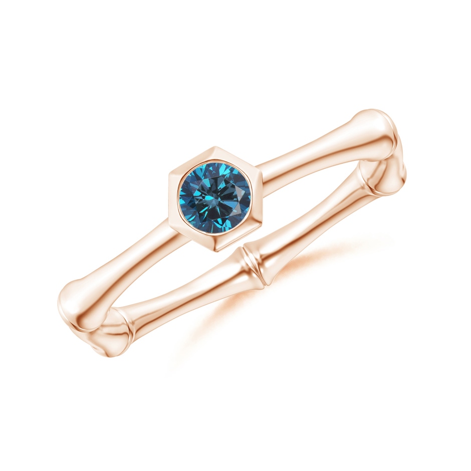 3mm AAA Natori x Angara Blue Diamond Indochine Bamboo Ring in Rose Gold 