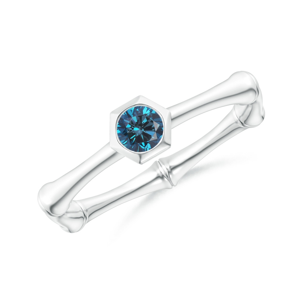 3mm AAA Natori x Angara Blue Diamond Indochine Bamboo Ring in S999 Silver