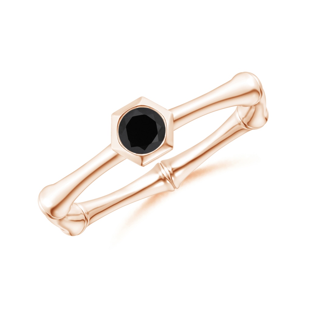 3mm AAA Natori x Angara Black Onyx Indochine Bamboo Ring in Rose Gold