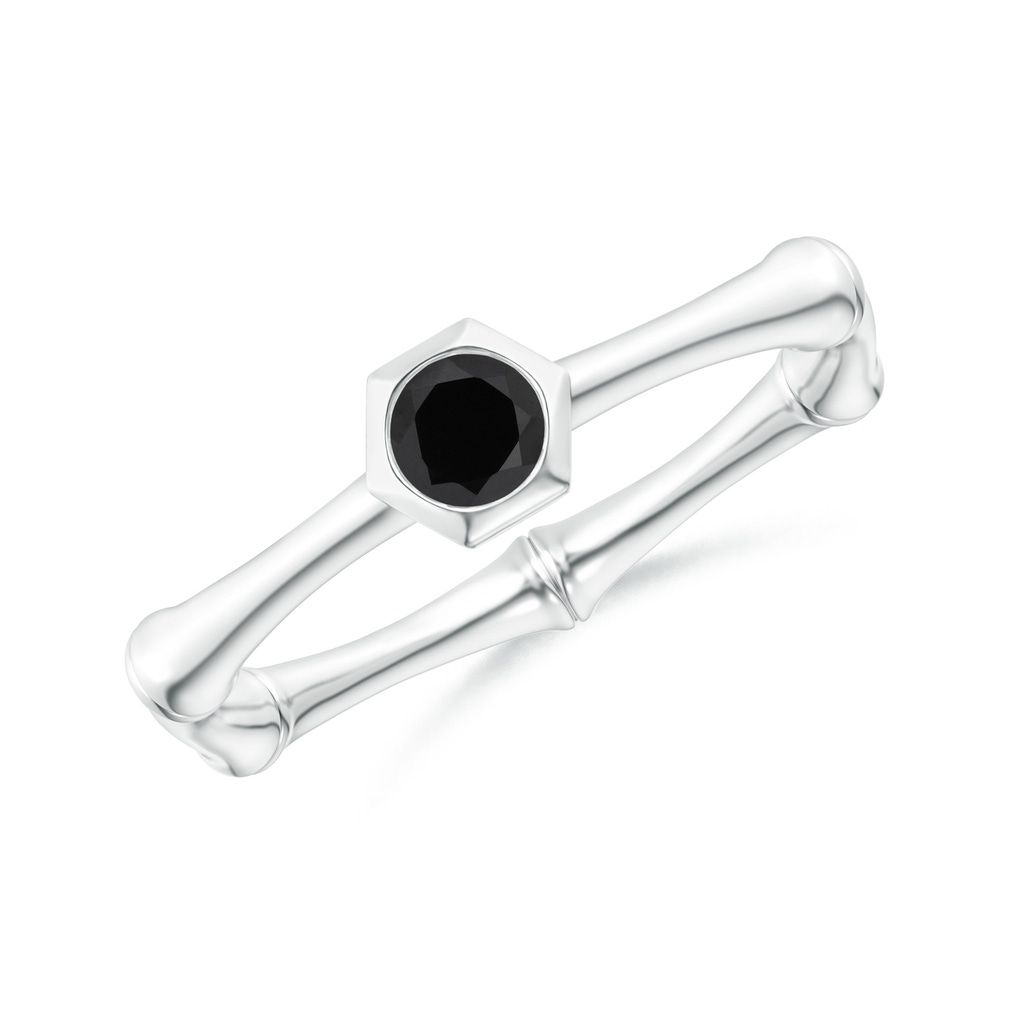 3mm AAA Natori x Angara Black Onyx Indochine Bamboo Ring in S999 Silver