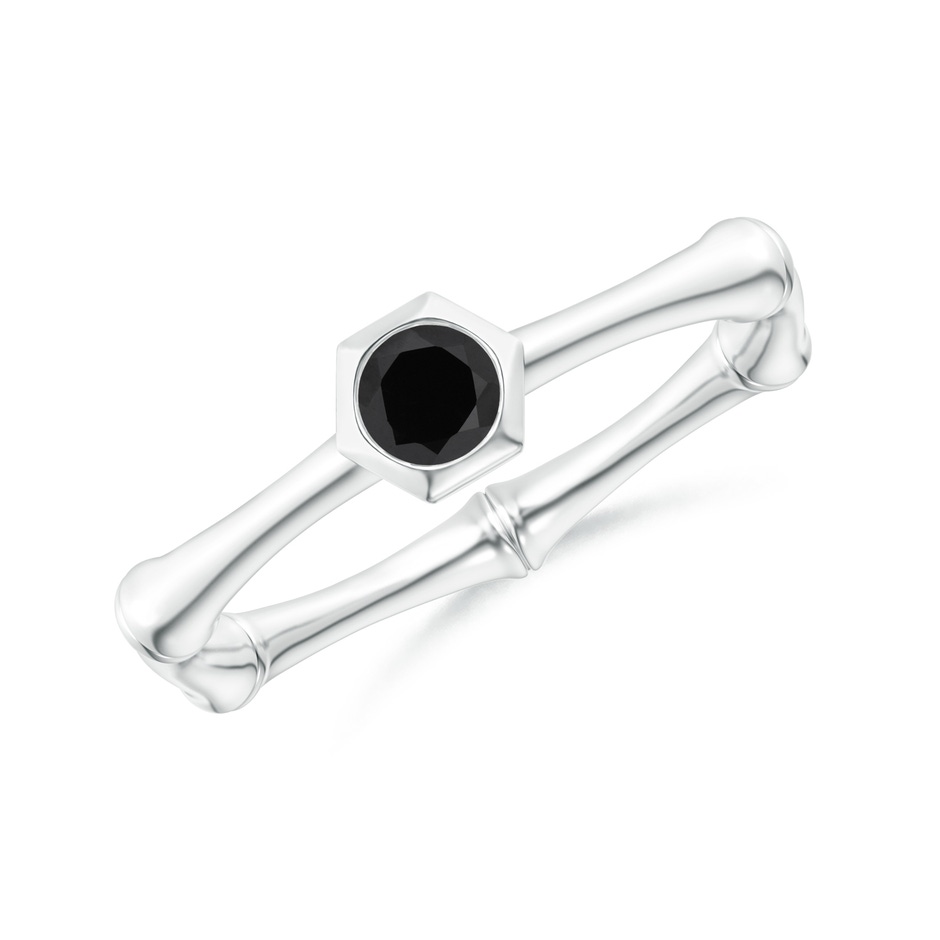 3mm AAA Natori x Angara Black Onyx Indochine Bamboo Ring in S999 Silver 
