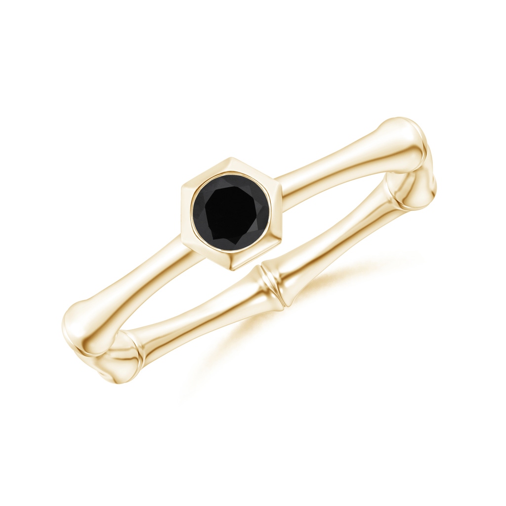 3mm AAA Natori x Angara Black Onyx Indochine Bamboo Ring in Yellow Gold