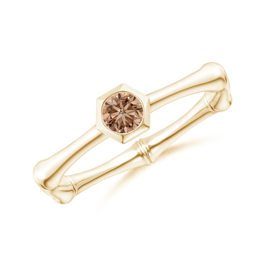 3mm AA Natori x Angara Coffee Diamond Indochine Bamboo Ring in Yellow Gold 