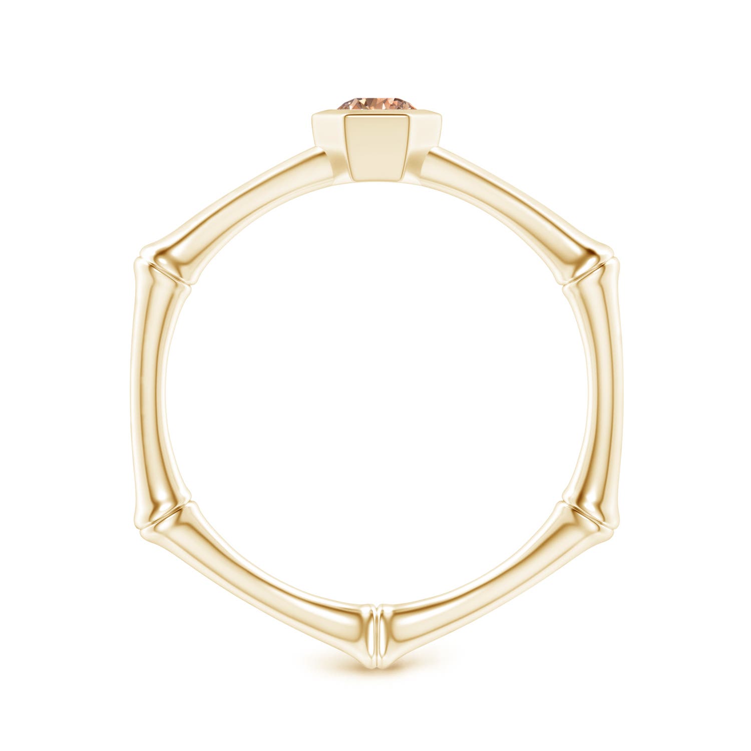 3mm AA Natori x Angara Coffee Diamond Indochine Bamboo Ring in Yellow Gold