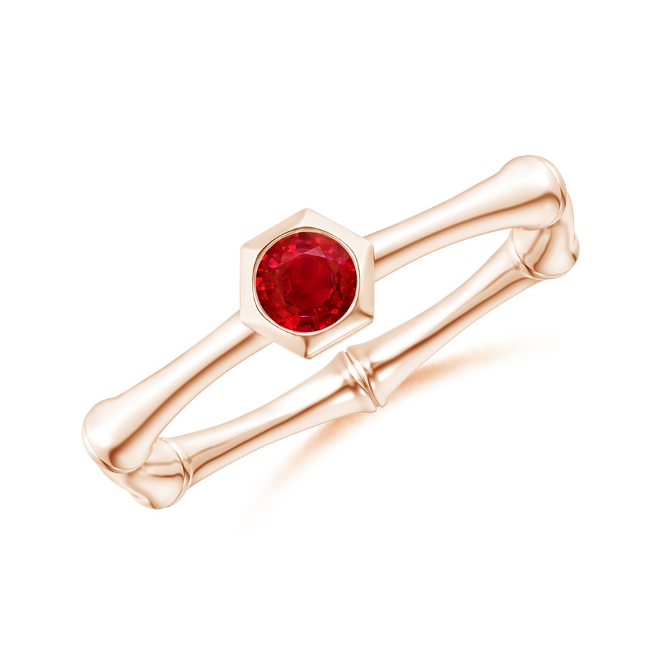 3mm AAA Natori x Angara Ruby Indochine Bamboo Ring in Rose Gold 