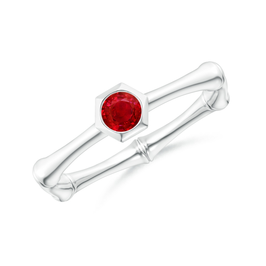 3mm AAA Natori x Angara Ruby Indochine Bamboo Ring in White Gold