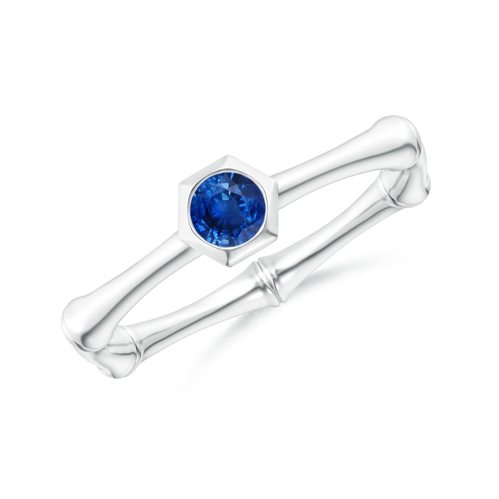 3mm AAA Natori x Angara Blue Sapphire Indochine Bamboo Ring in S999 Silver