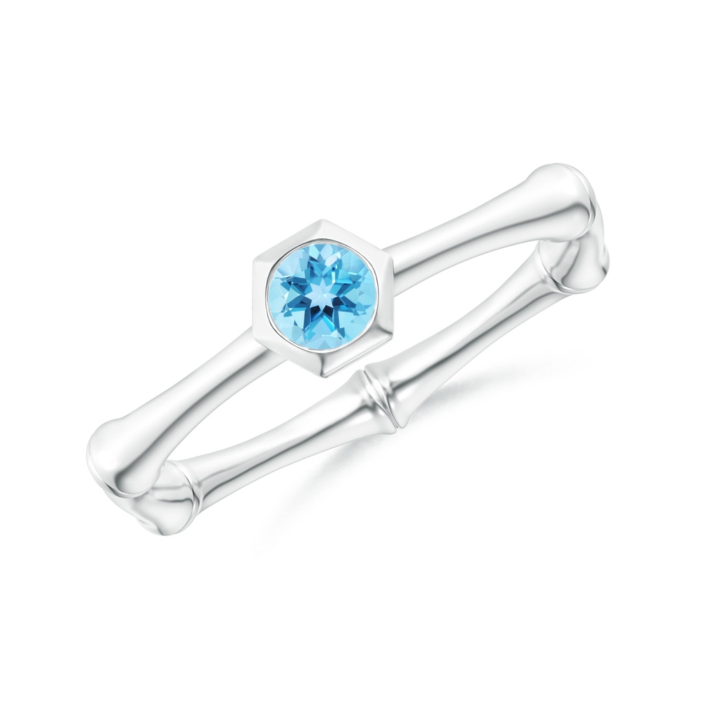 3mm AAA Natori x Angara Swiss Blue Topaz Indochine Bamboo Ring in White Gold