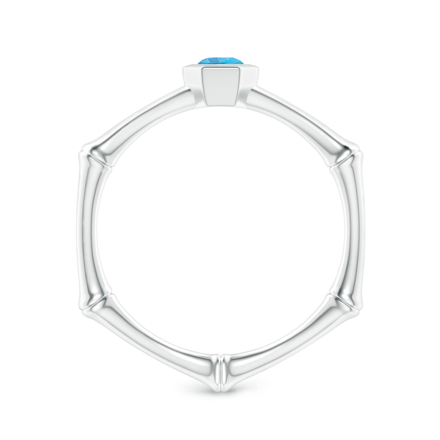 3mm AAA Natori x Angara Swiss Blue Topaz Indochine Bamboo Ring in White Gold - side 1