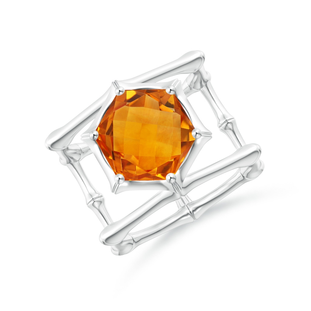 10mm AAA Natori x Angara Citrine Indochine Bamboo Cocktail Ring in White Gold