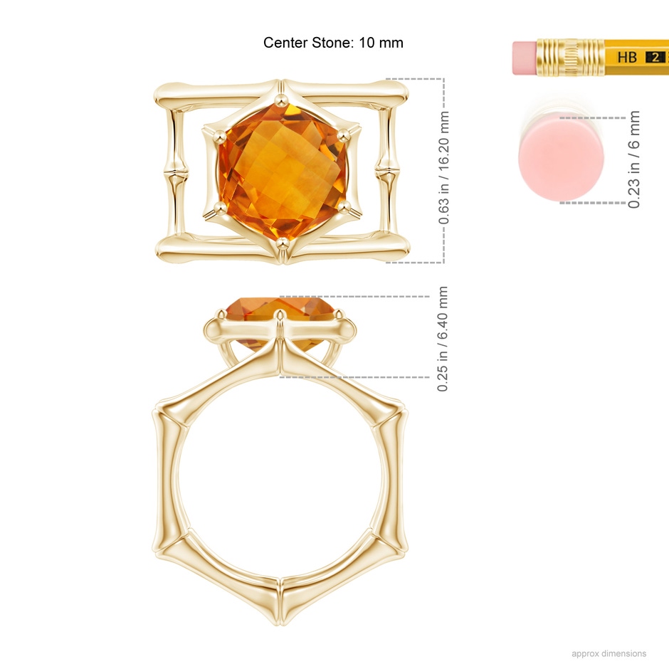 10mm AAA Natori x Angara Citrine Indochine Bamboo Cocktail Ring in Yellow Gold body-hand