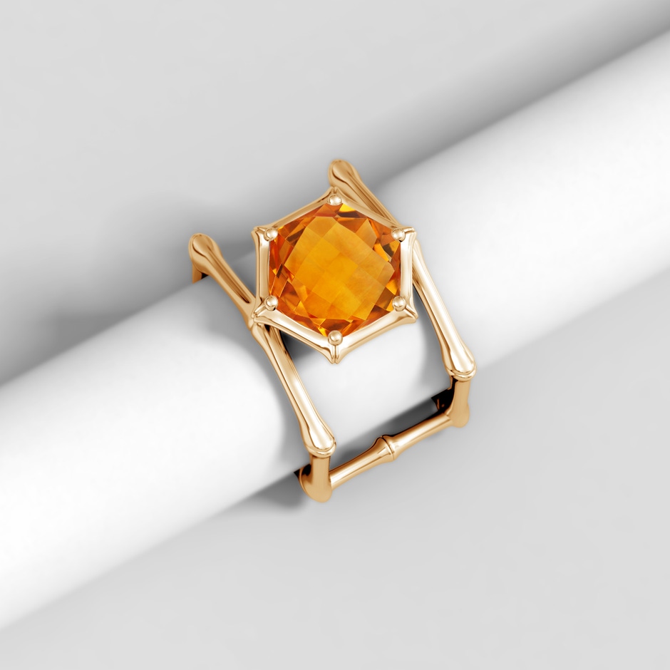 10mm AAA Natori x Angara Citrine Indochine Bamboo Cocktail Ring in Yellow Gold side 2