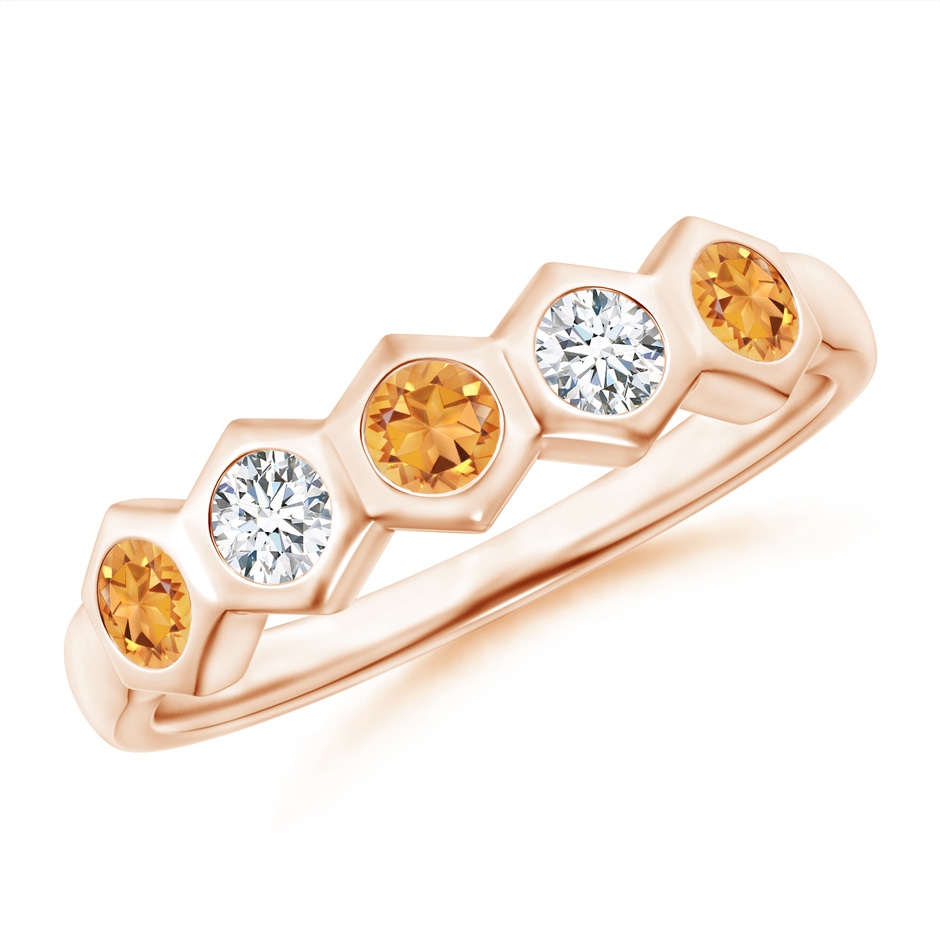 3mm AAA Natori x Angara Hexagonal  Bezel-Set Citrine and Diamond Band in Rose Gold 