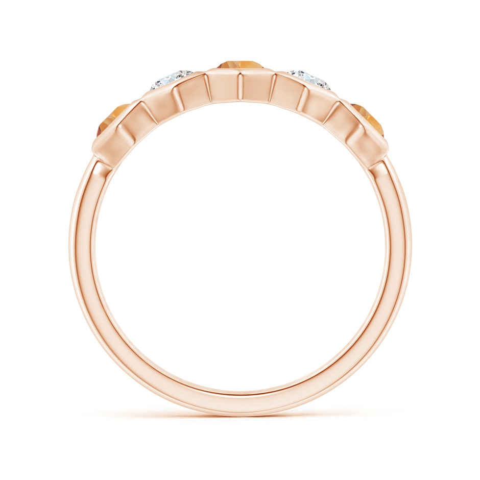 3mm AAA Natori x Angara Hexagonal  Bezel-Set Citrine and Diamond Band in Rose Gold side 1